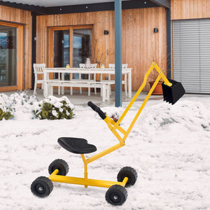 Space saver sandbox digger with rotating seat