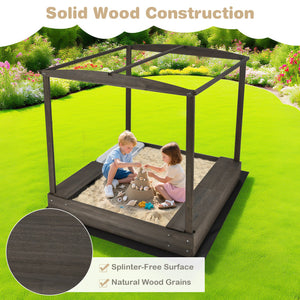 Sandbox with canopy and adjustable roof for shade