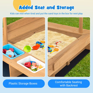 Sandbox with canopy and benches for kids to sit