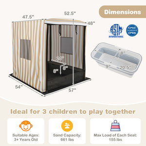 Sandbox with canopy and liner cloth for clean sand