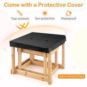 Sandbox with canopy and storage compartments