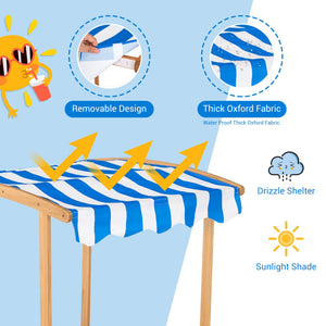 Sandbox with canopy and toy storage bins