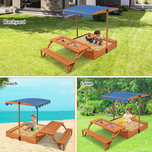 Sandbox with canopy easy storage and foldable design