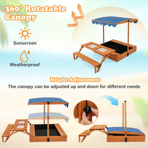 Sandbox with canopy extra large design for multiple kids