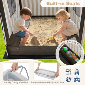 Sandbox with canopy that folds flat for storage