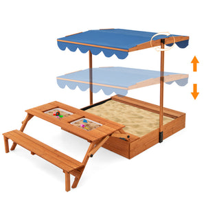 Sandbox with canopy with ground cover liner included