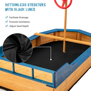 Sandbox with corner seats for outdoor play