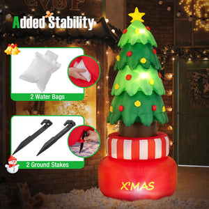 Self-rotating inflatable Christmas tree featuring three built-in LED lights