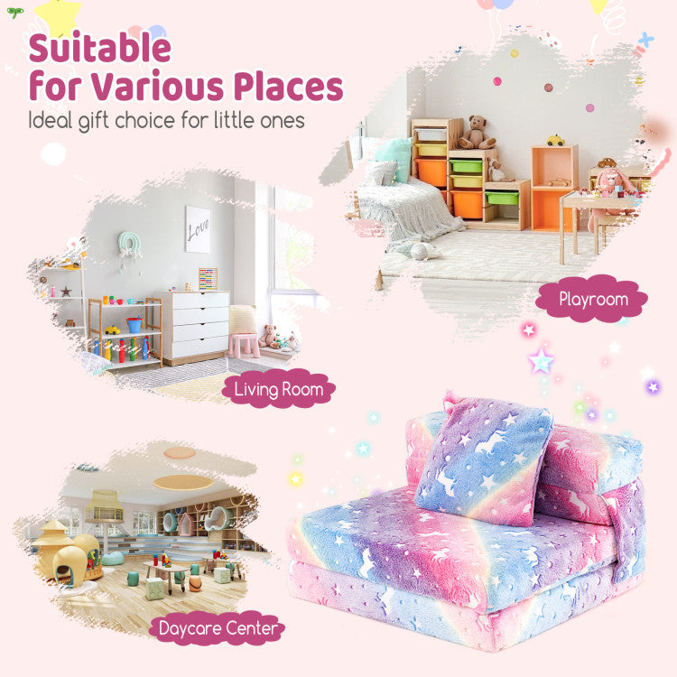 Soft Flannel Kids Sofa Bed with Sponge Cushion