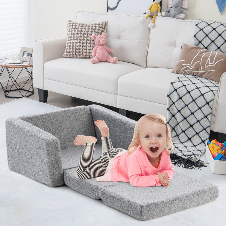 Soft Teddy Fleece Kids Sofa with Plush Cushion