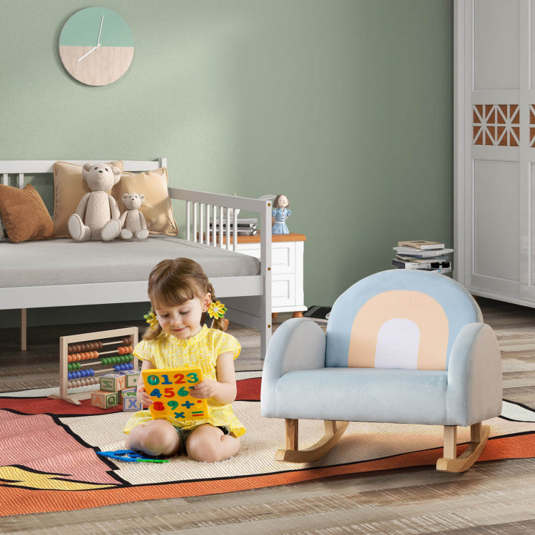 Soft velvet toddler rocker seat with ergonomic backrest