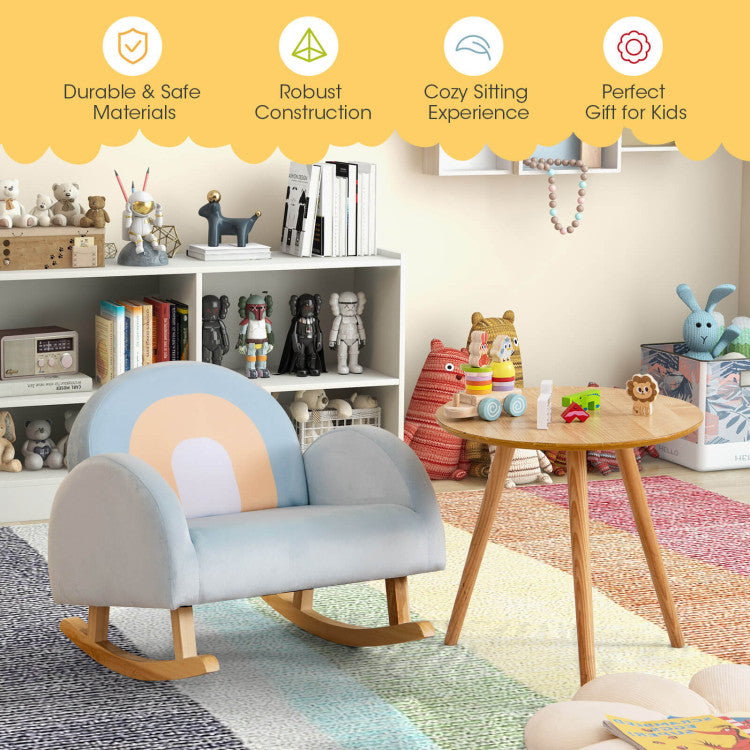Kids rocking chair with durable rubber wood frame