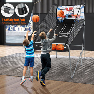 Space-saving foldable electronic basketball arcade game ideal for home use