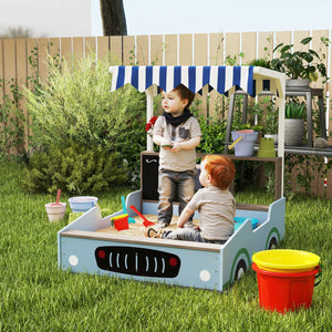 square sandbox with canopy design