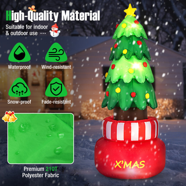Inflatable Christmas tree with water bags and ground stakes for enhanced stability
