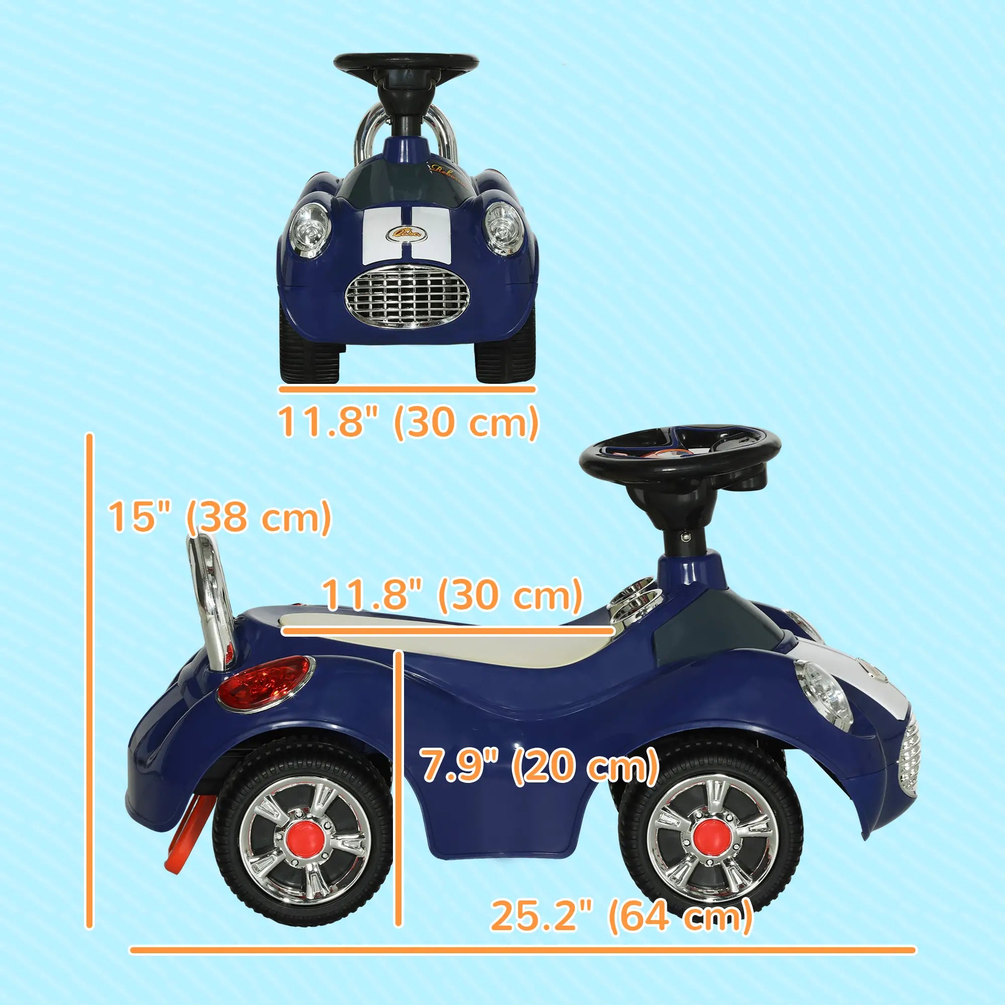 Ride-on push car with light-up music and horn features