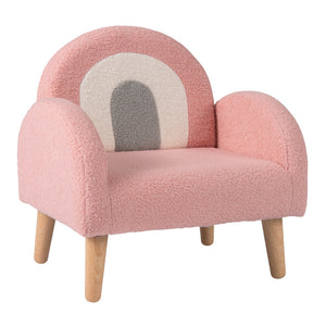 Upholstered toddler armchair with curved armrests