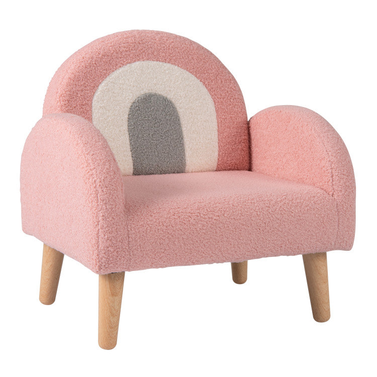Upholstered toddler armchair with curved armrests