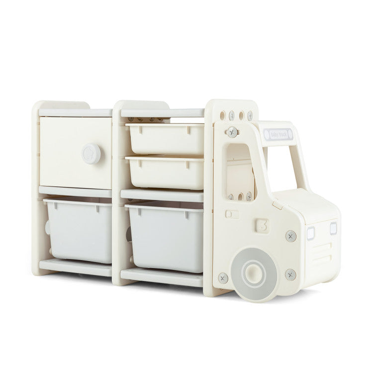 Toddler Truck Storage Organizer with Plastic Bins – Fun and Functional Toy Storage