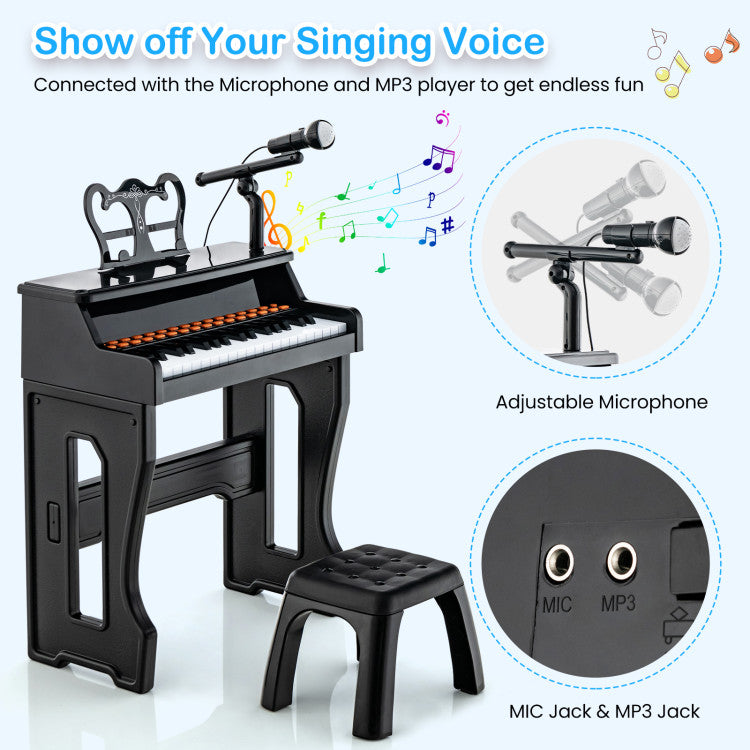 Toy piano for kids designed with safe rounded corners to prevent bumps