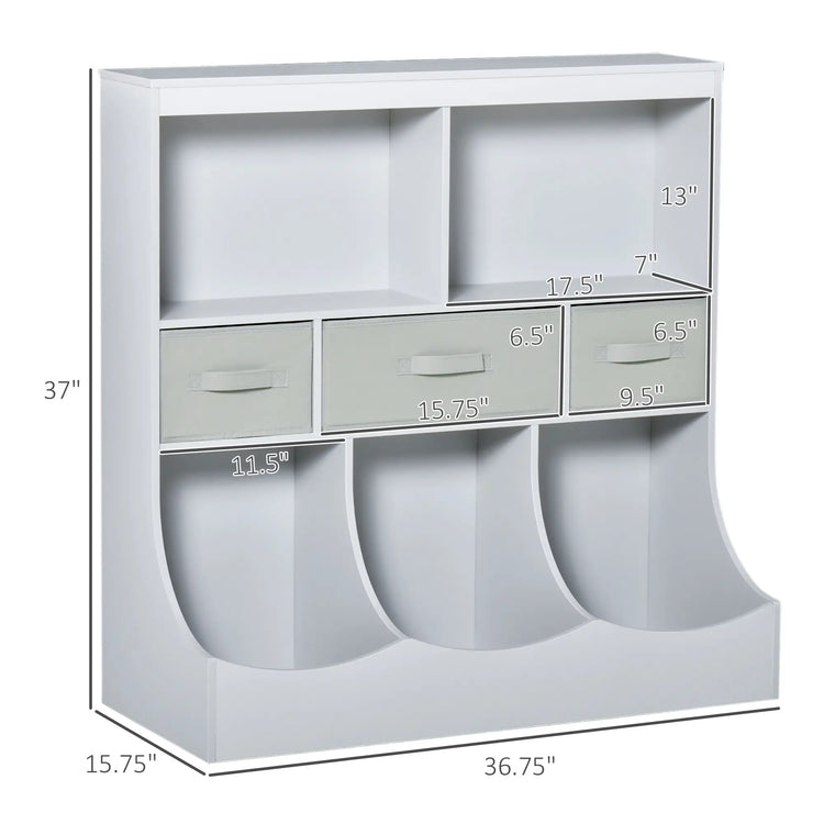 Toy storage shelf with drawers for kids’ bedroom