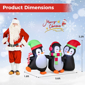 Weatherproof inflatable penguin family made of durable 210T polyester fabric