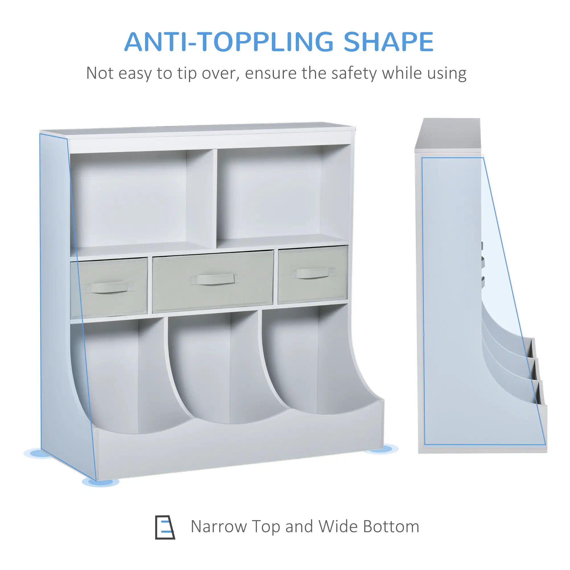 Wooden kids bookshelf and storage unit with cubbies