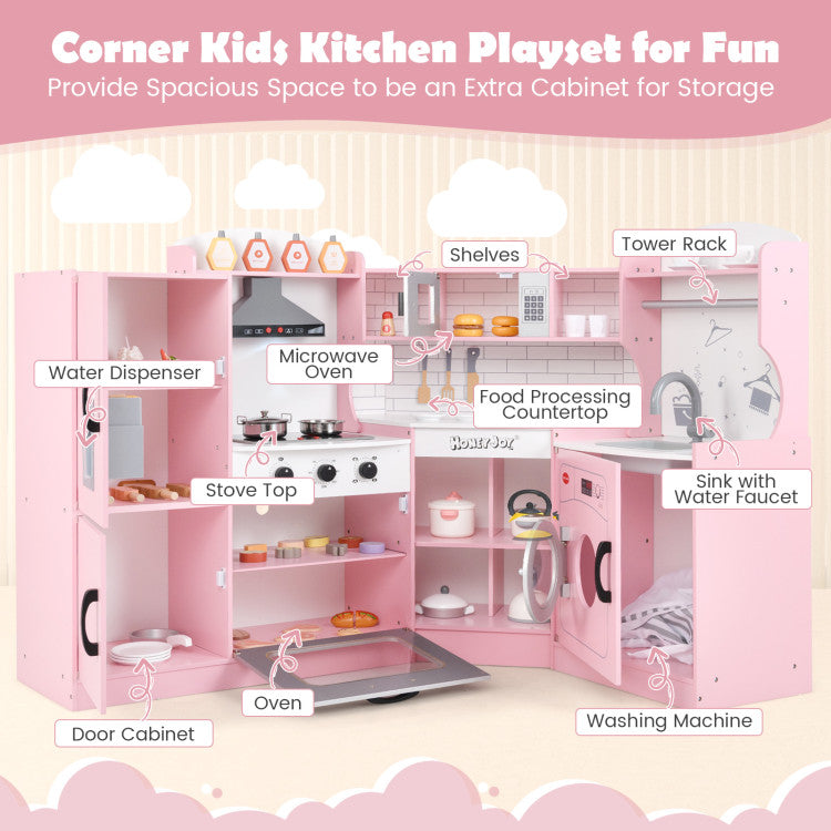 Wooden kitchen playset for toddlers perfect for role-playing fun