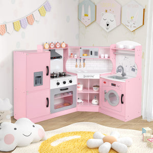 Wooden pretend play kitchen set for children with realistic details