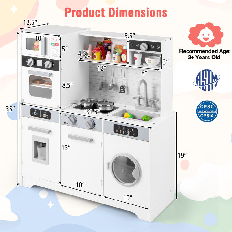 “Wooden kids play kitchen with oven and microwave”