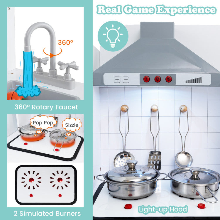 pretend kitchen accessories including pots and utensils