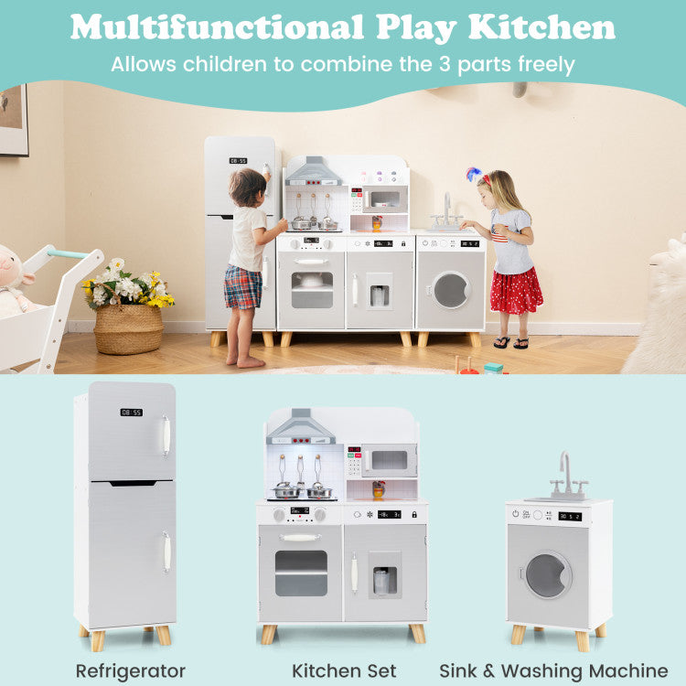pretend kitchen food items stored in toy refrigerator