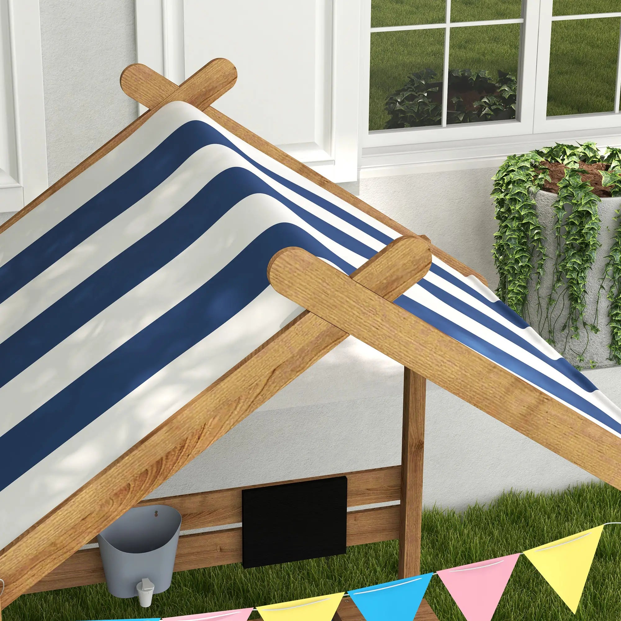 sandbox with canopy and built-in benches