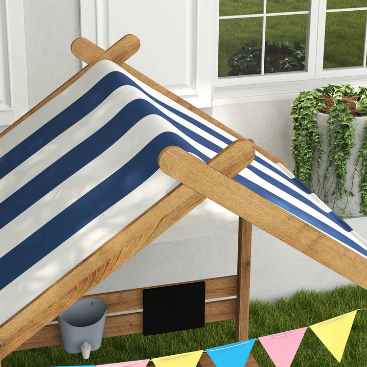sandbox with canopy and built-in benches