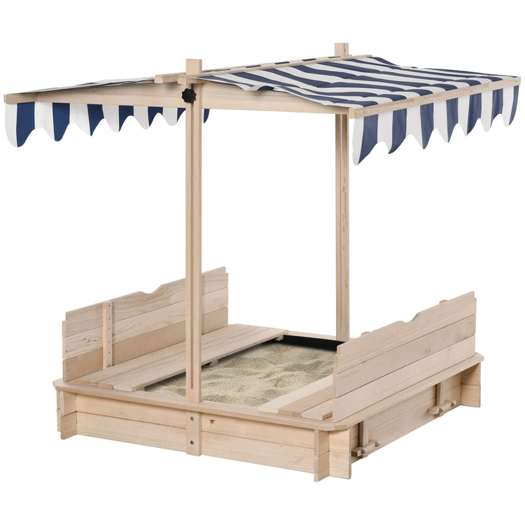 sandbox with canopy and detachable seats feature