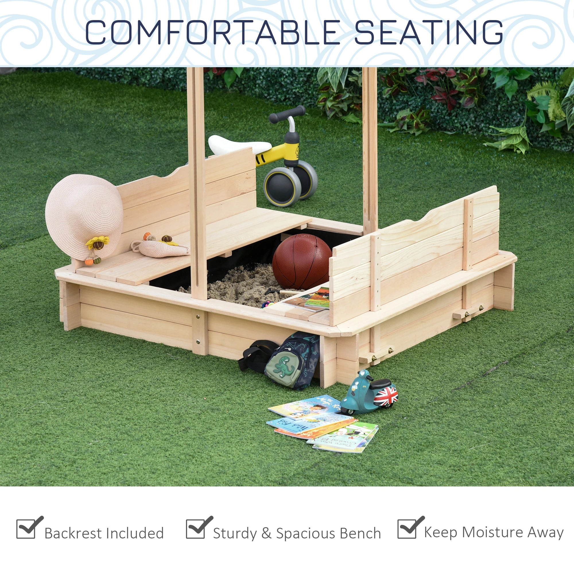  sandbox with canopy weather-resistant build