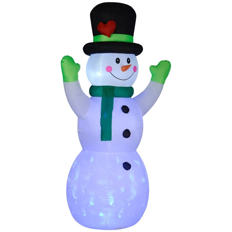 10FT Cheerful Snowman Inflatable with Black Hat & LED for Outdoor Christmas Display