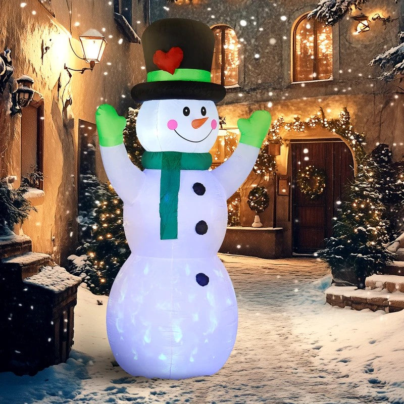 10FT Cheerful Snowman Inflatable with Black Hat & LED for Outdoor Christmas Display