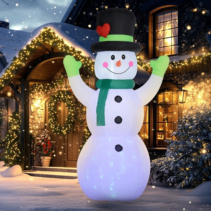 10FT Cheerful Snowman Inflatable with Black Hat & LED for Outdoor Christmas Display