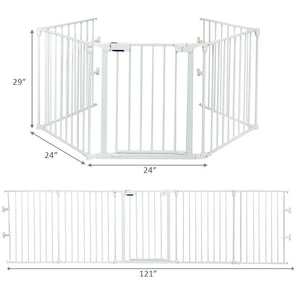 115-Inch 5-Panel Adjustable Wide Fireplace Fence for Safety & Versatility