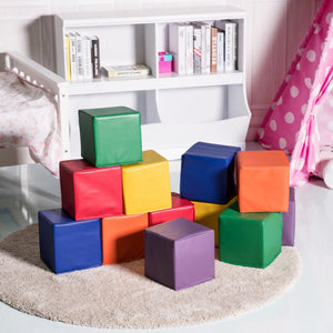 12 Pieces 8-Inch PU Foam Big Building Blocks for Kids – Soft, Lightweight, Colorful Educational Blocks for Toddlers and Preschool
