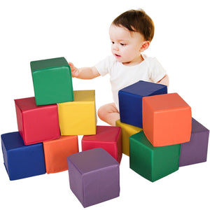 12 Pieces 8-Inch PU Foam Big Building Blocks for Kids – Soft, Lightweight, Colorful Educational Blocks for Toddlers and Preschool