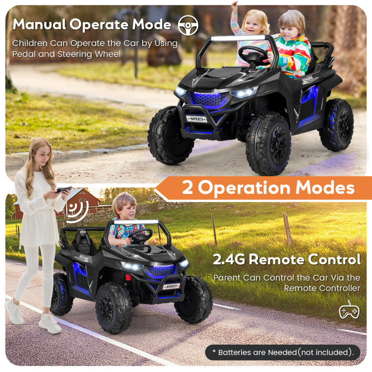 12V 2-Seater Kids Ride-On UTV with Slow Start, Music Player, and LED Lights for Safety