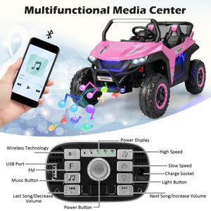 12V 2-Seater Kids Ride-On UTV with Slow Start, Music Player, and LED Lights for Safety