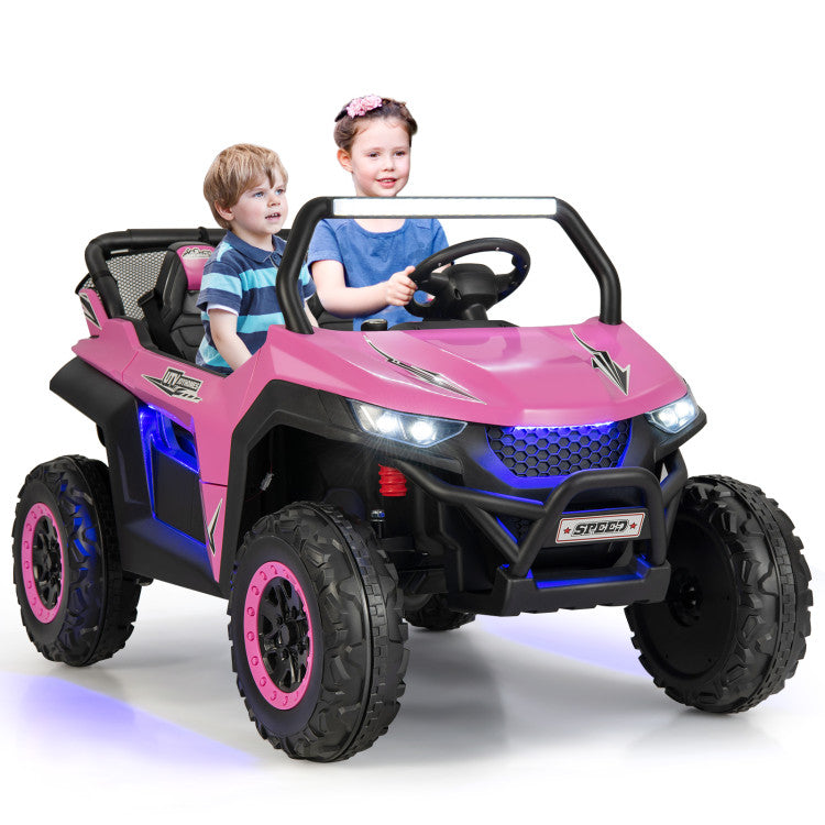 12V 2-Seater Kids Ride-On UTV with Slow Start, Music Player, and LED Lights for Safety