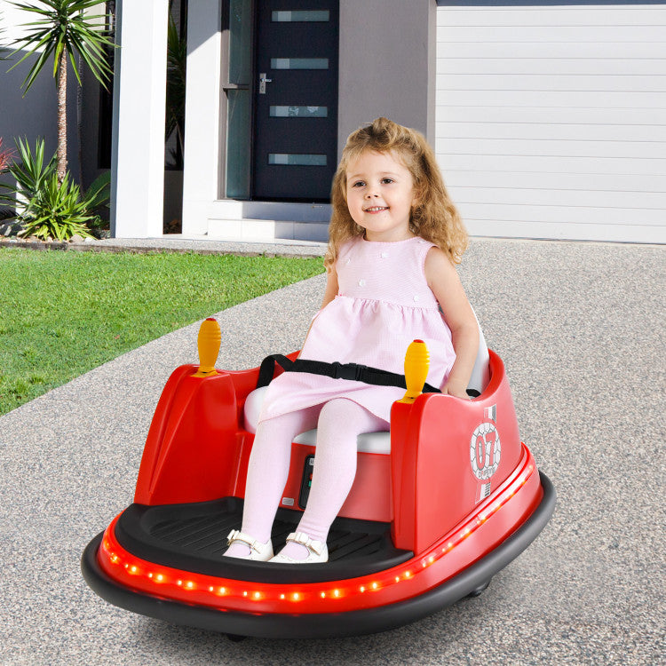 12V Electric Kids Bumper Car with Flashing Lights Fun Ride-On for Toddlers