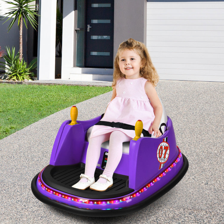 12V Electric Kids Bumper Car with Flashing Lights Fun Ride-On for Toddlers