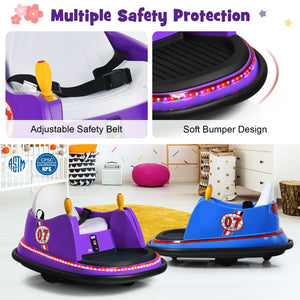 12V Electric Kids Bumper Car with Flashing Lights Fun Ride-On for Toddlers