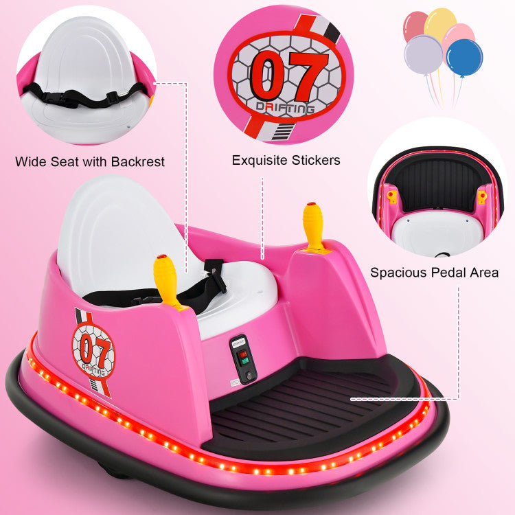 12V Electric Kids Bumper Car with Flashing Lights Fun Ride-On for Toddlers