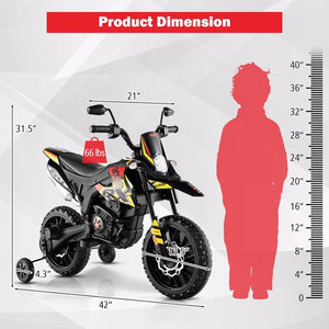 12V Electric Off-Road Dirt Bike for Kids, Battery-Powered Motorcycle Toy for Boys, 4Mph